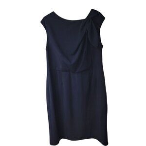 Elegant Navy Sleeveless Dress With Bow Accent By London Times Woman Size 14W